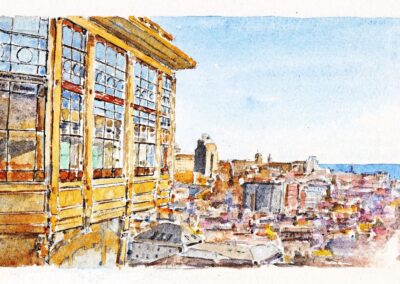 Corso Acquarello Genova Urban Sketching. Soggetto: Ascensore di Castelletto