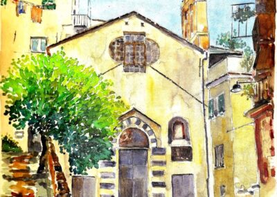 Corso Acquarello Genova Urban Sketching. Soggetto: Piazza dell'Olivella