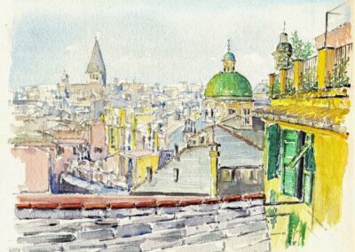 Corso Acquarello Genova Urban Sketching. Soggetto: tetti Genova